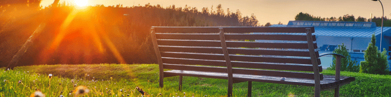 Park bench at sunrise